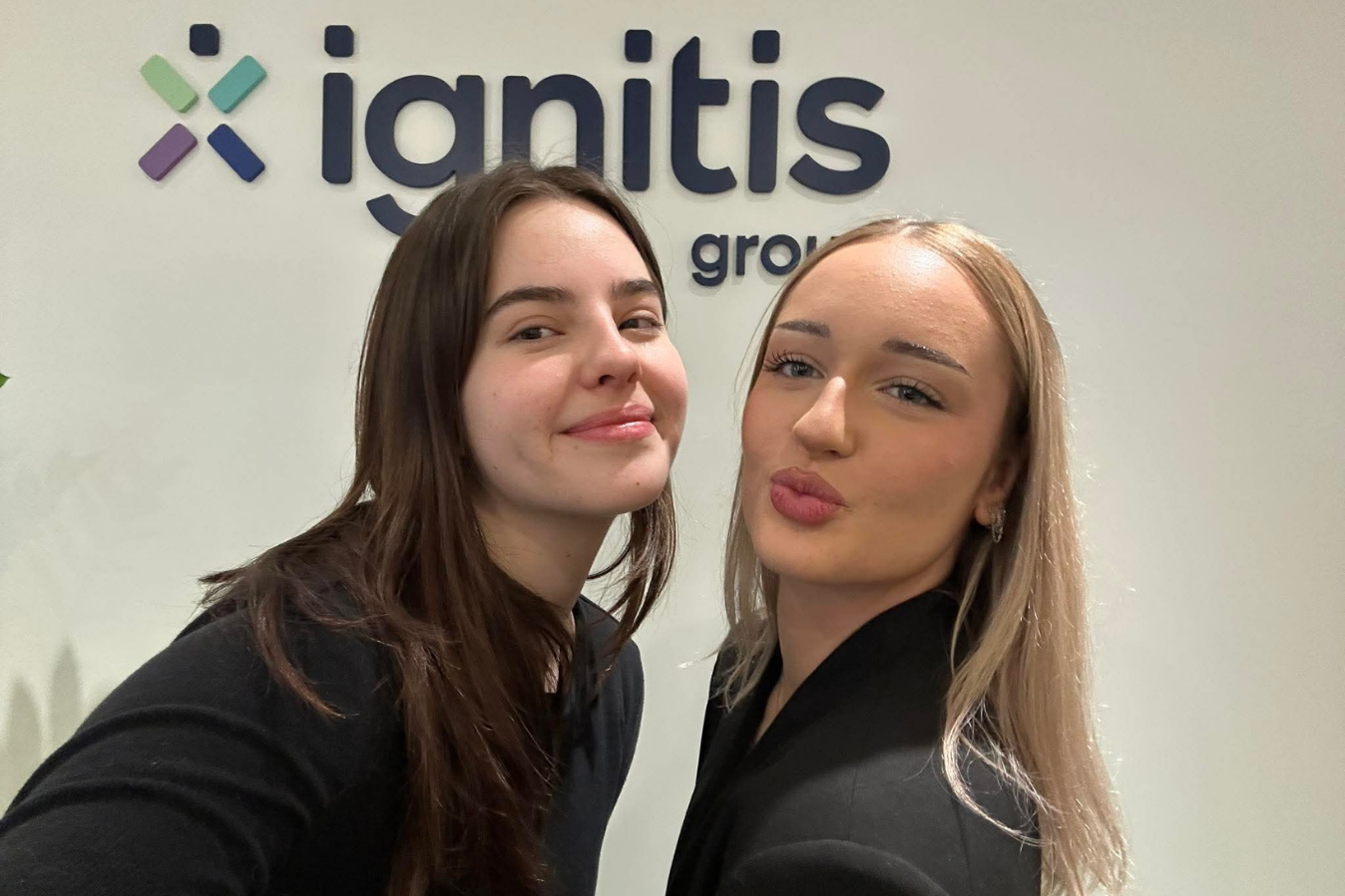Author: Private collection I Daniela Daudiša and Janne Emilie Lasson after conducting an interview at the Ignitis office