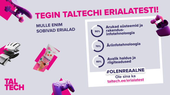 TalTechi 2026 vastuvõtukampaania üldvisuaal erialatest