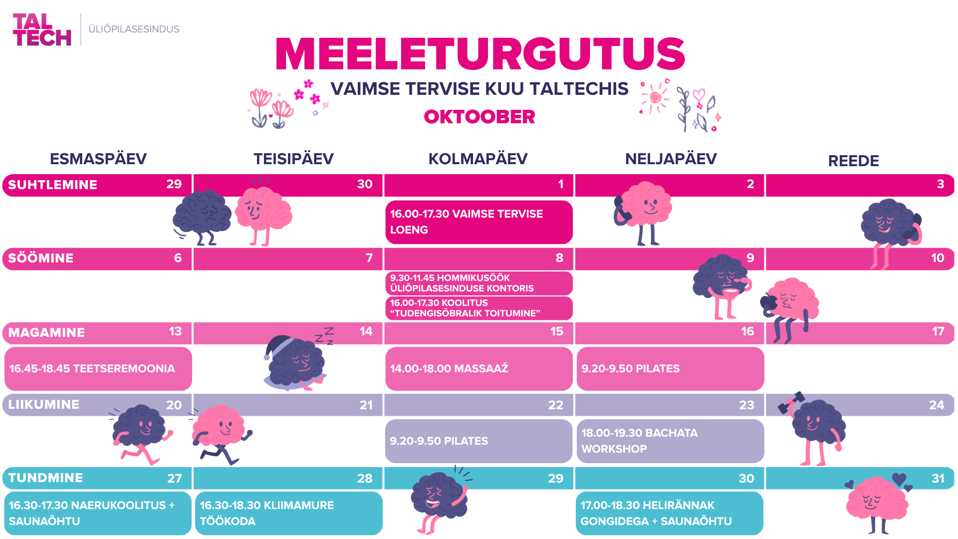 Meeleturgutus: vaimse tervise kuu kalender