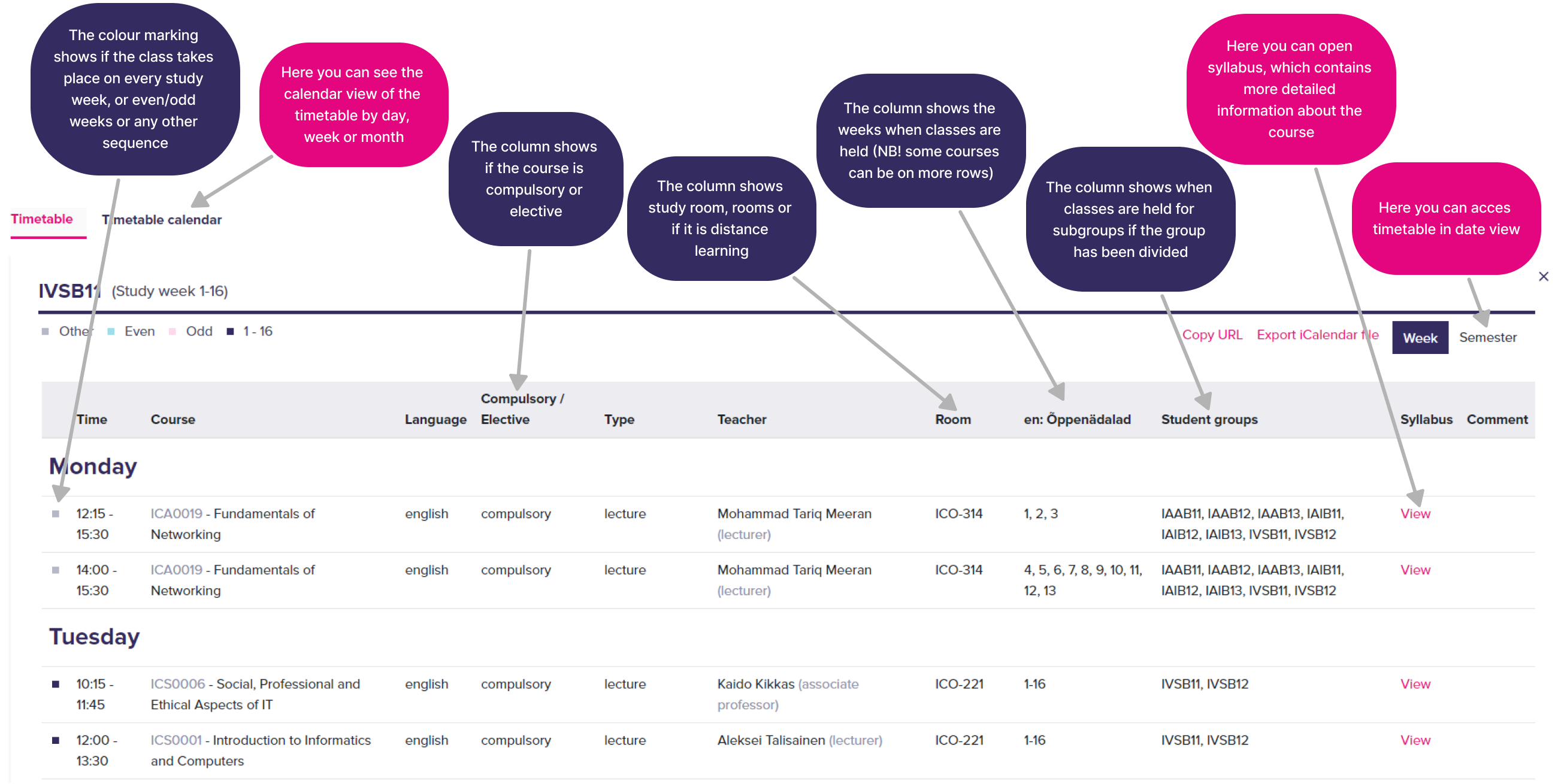 timetable
