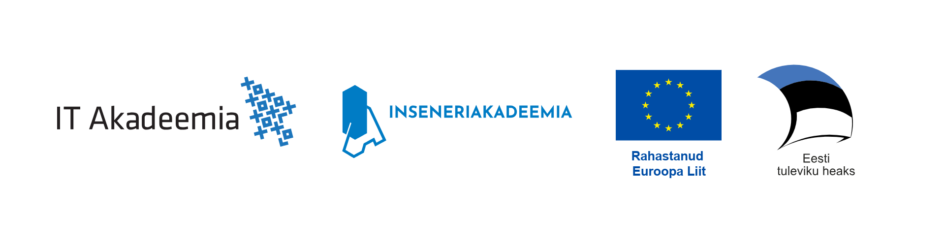 IT Akadeemia ja Inseneeriakadeemia logod koos Euroopa Liidu ja Eesti riigi rahastamismärgistega programmi „Eesti tuleviku heaks" raames.