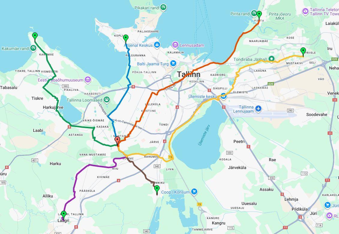 rattamarsruutide kaart